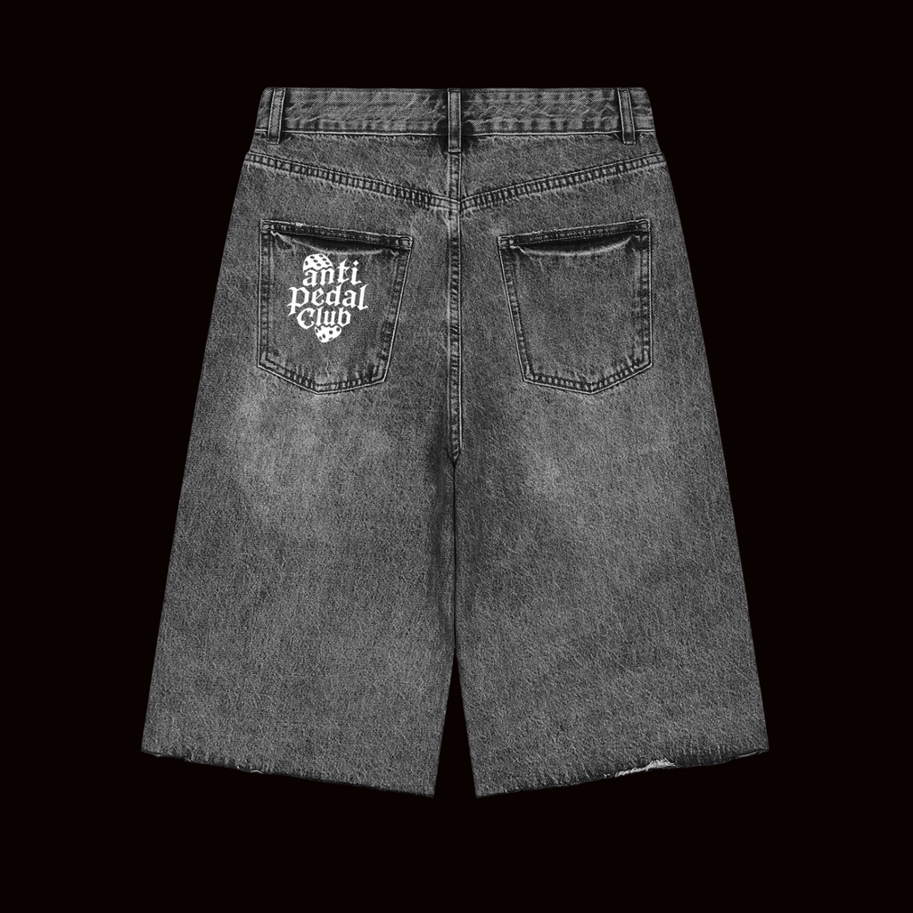 White anti pedal club dice jean shorts