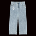 White anti pedal club dice jeans