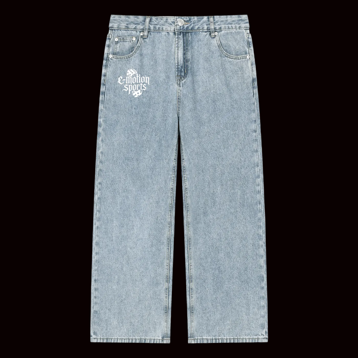 White anti pedal club dice jeans