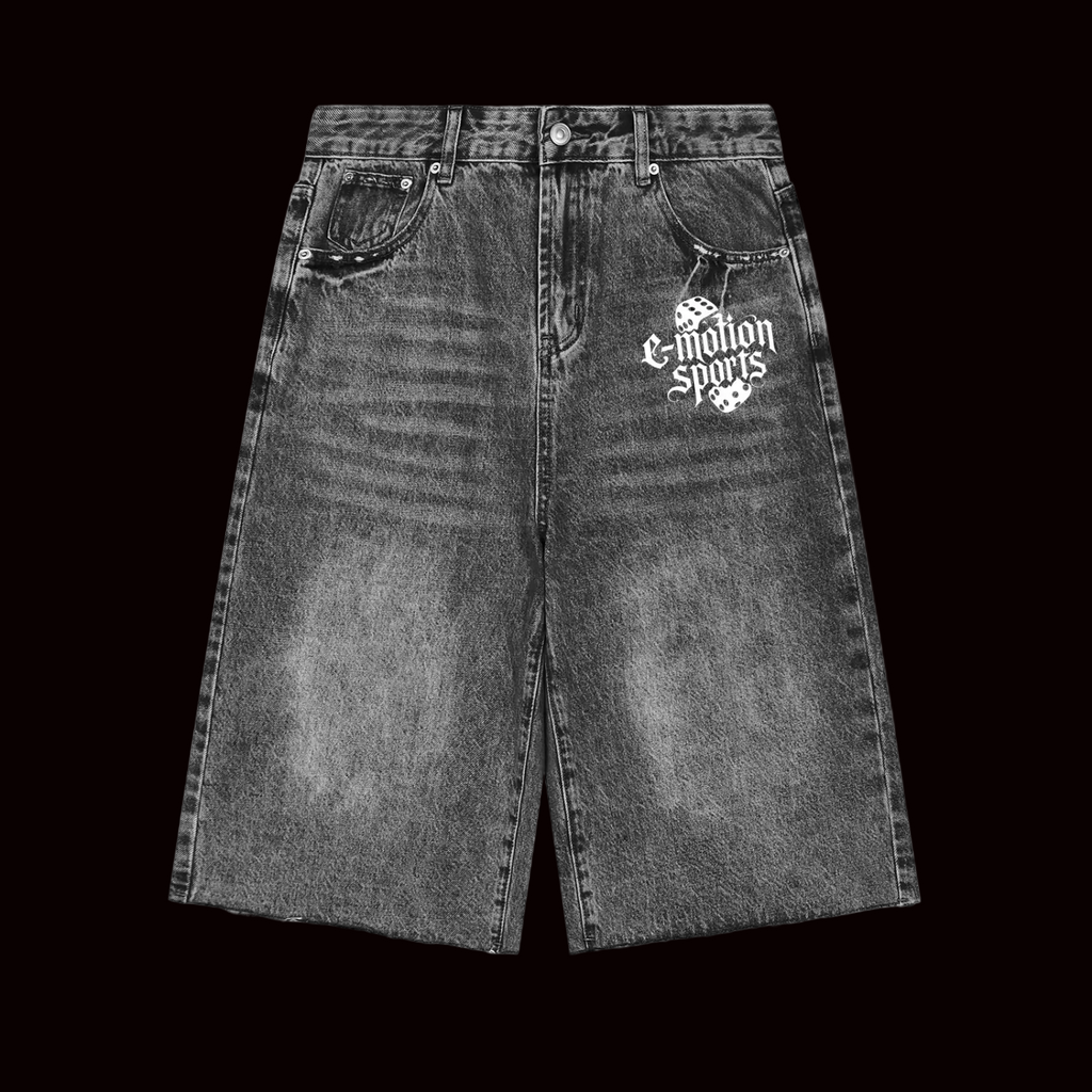 White anti pedal club dice jean shorts
