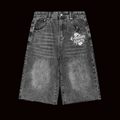 White anti pedal club dice jean shorts
