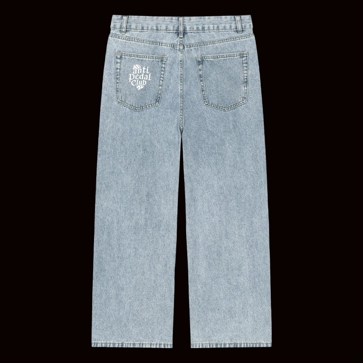 White anti pedal club dice jeans