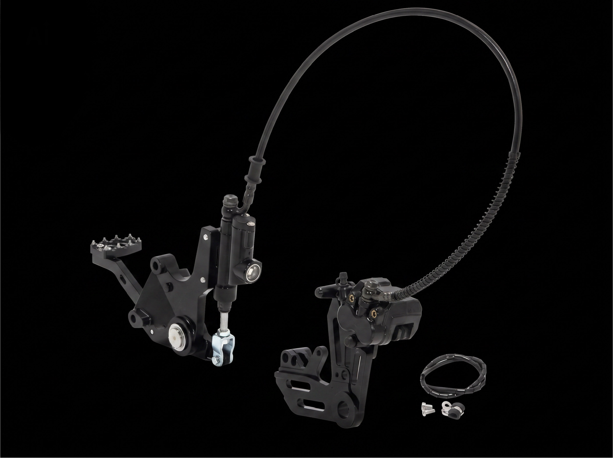 Blacked Out Foot Brake Kit with Dual Caliber - Pre-bled - Surron Ultra Bee - Billet mount