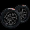 Surron Ultra Bee 17 inch Supermoto Wheels - Black Rims, Chrome Spokes