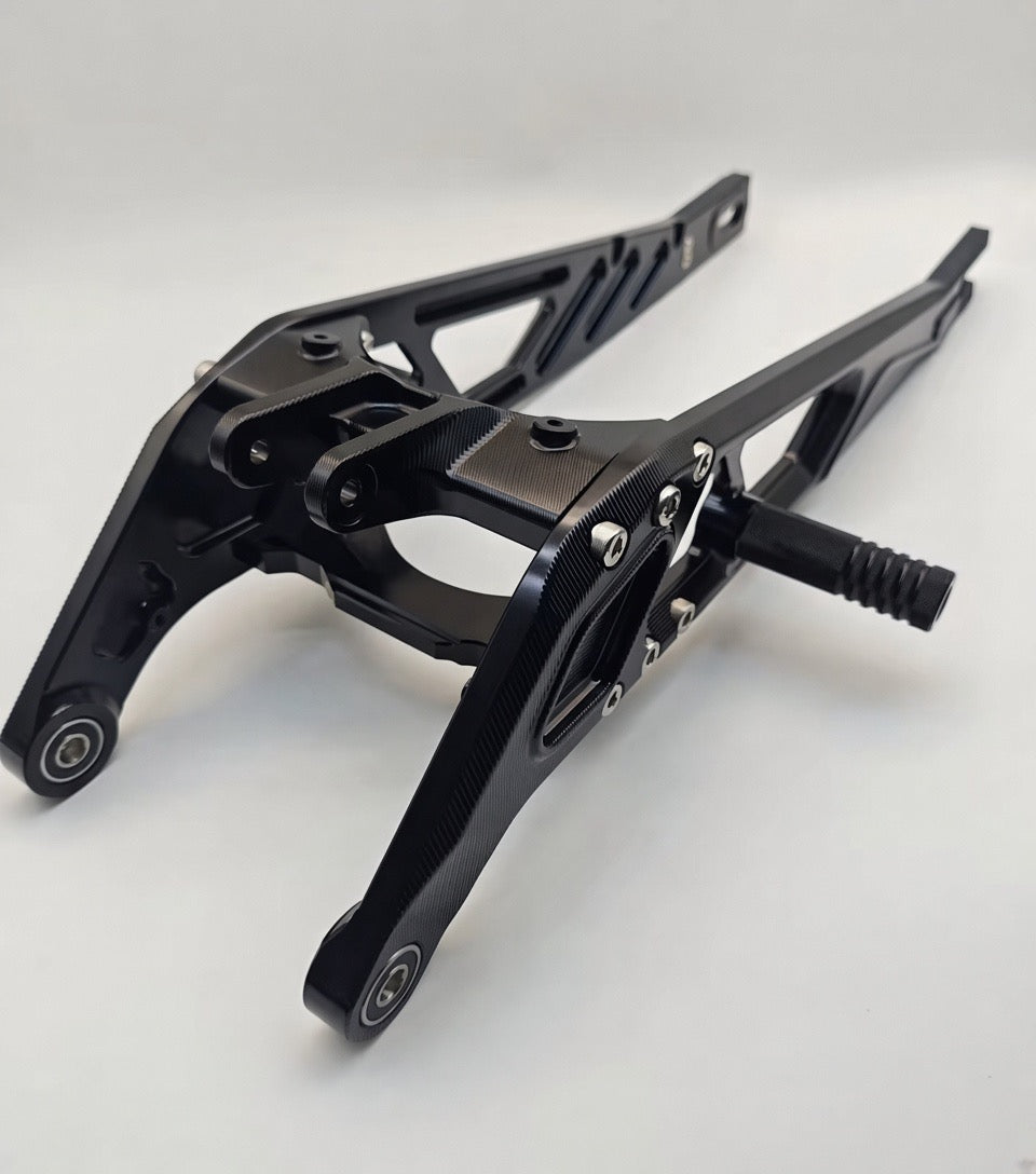BilletAndCo Billet Swing Arm with Rear Foot Pegs - Black - Light Bee X