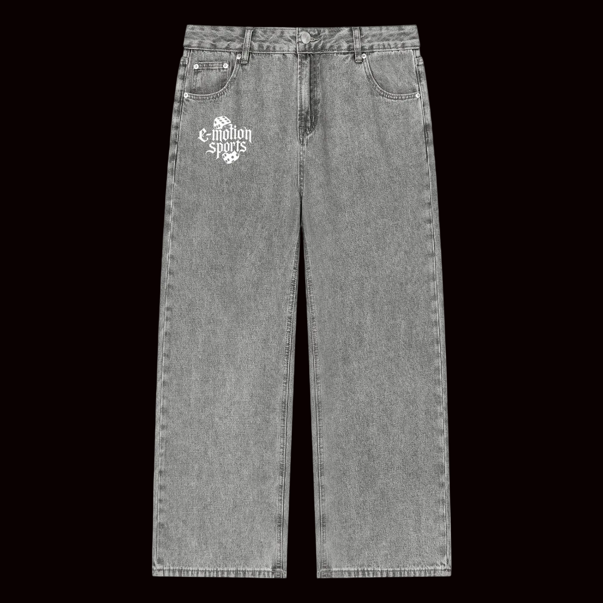 White anti pedal club dice jeans