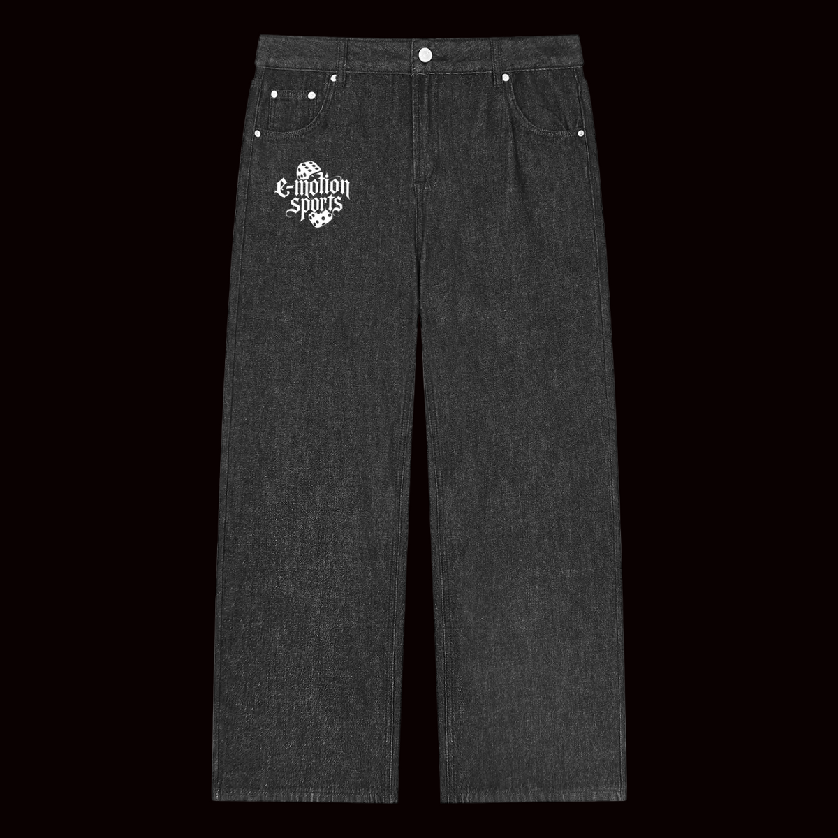 White anti pedal club dice jeans